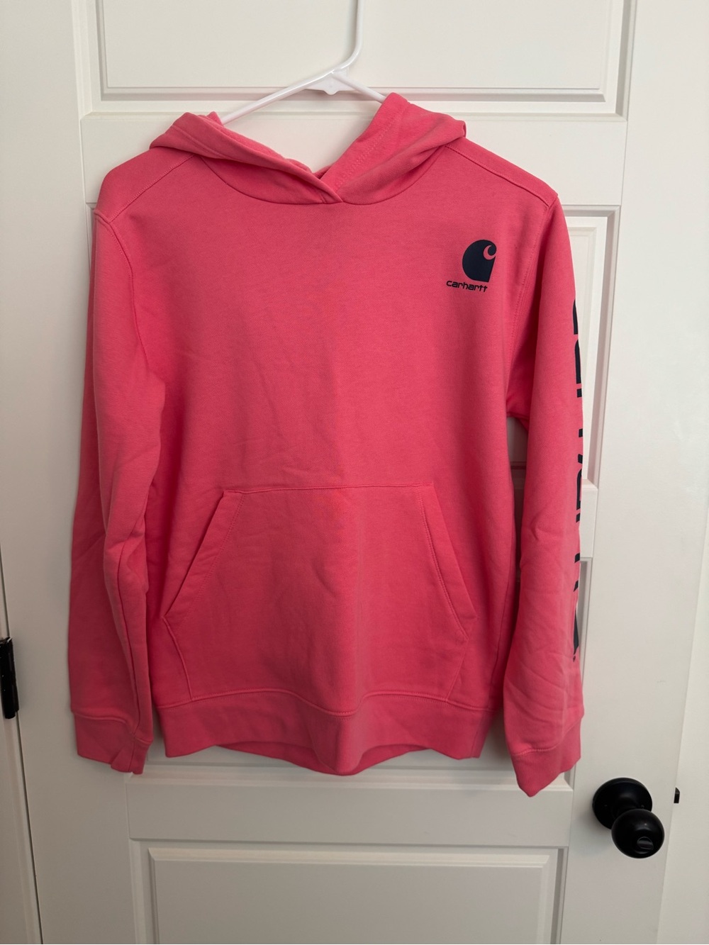 Carhartt Girls' Coral Pink Hooded Pullover with Logo